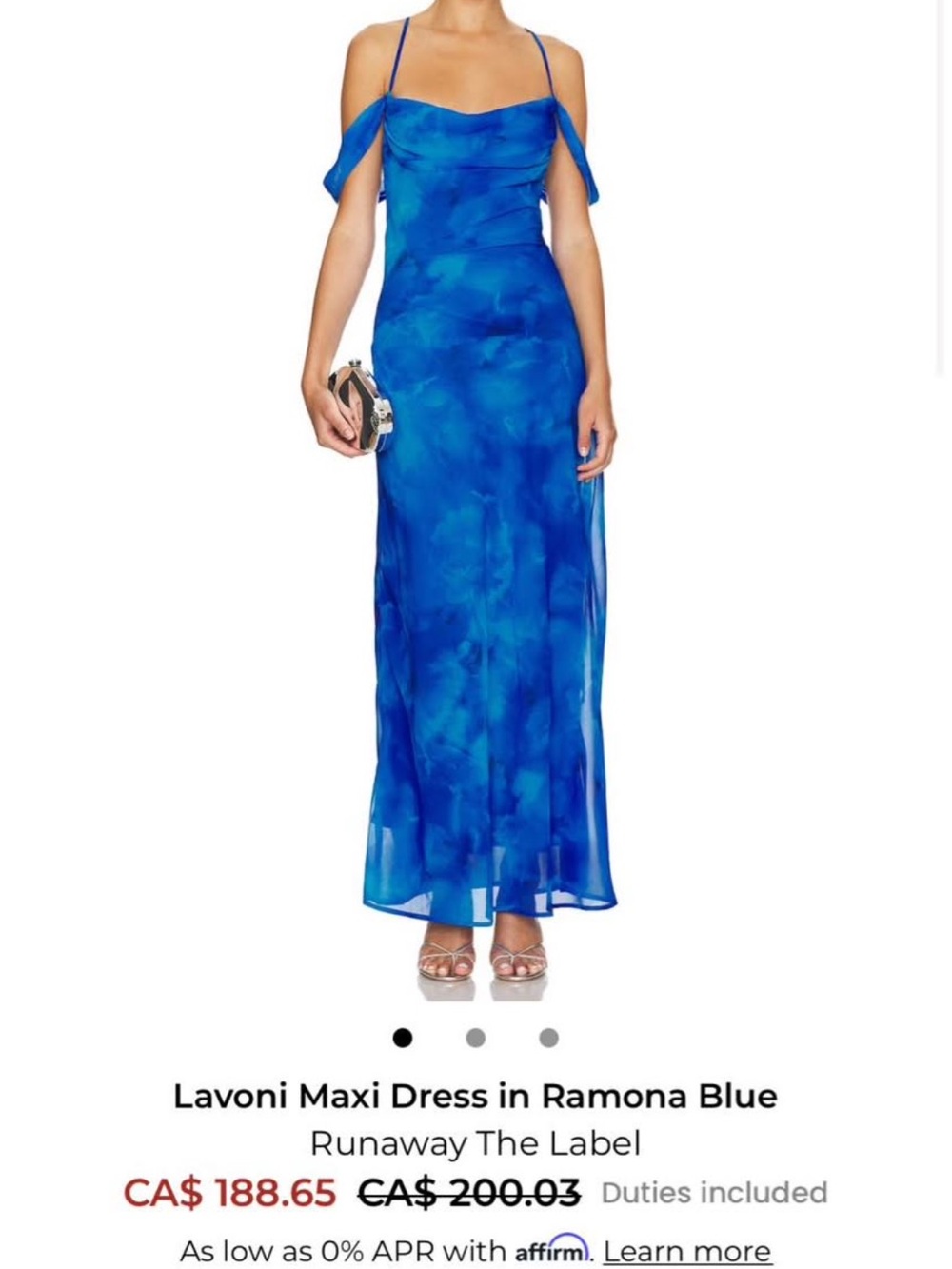 Runaway The Label Ramona Blue Off-Shoulder Maxi Dress